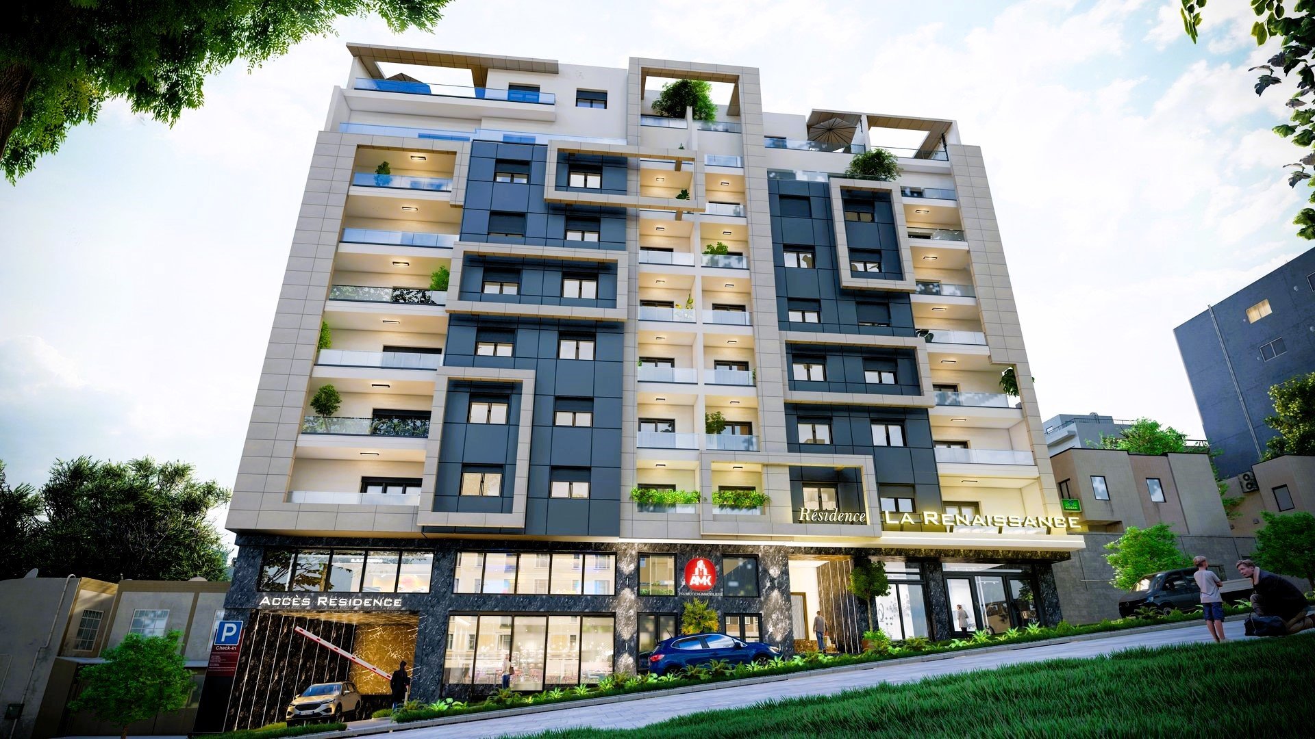 Façade Résidence La Renaissance promoteur AMK Hebbache Alger